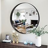 NicBex Runder Wandspiegel, 71,1 cm, schwarzer Kreisspiegel für die Wand, dekorativer gebürsteter Legierung, Rahmenspiegel für Badezimmer, Wohnzimmer, Schlafzimmer, Eingang, Flur,