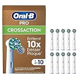 Oral-B Pro CrossAction Aufsteckbürsten für elektrische Zahnbürste, 10 Stück, überlegene Zahnreinigung, X-Borsten, Original Oral-B Zahnbürstenaufsatz, briefkastenfähige Verpackung, Made in Germany