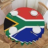 JONGYA Bedruckte Tischdecke mit Südafrika-Flagge, rund, für Küchen, Restaurants, Picknicks, Partys und Bankette, 152,4