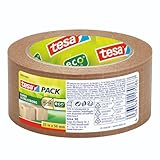 tesa tesapack PAPER ULTRA STRONG ecoLogo - glasfaserverstärkt, mit extra starker Haftkraft - recyclingfreundliches Papier-Packband aus FSC-zertifizierten Rohstoffen - 25 m x 50