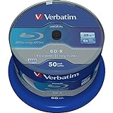 Verbatim BD-R SL Blu Ray Rohlinge, Datalife Blu Ray Disc mit 25 GB Datenspeicher, kompatibel mit Blu Ray Playern und Brennern sämtlicher Hersteller, 50er Pack Sp