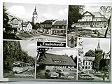 Friedrichroda. Mehrbild Ak s/w. Kirche, Schloss Reinhardsbrunn, Thüringerwaldbahn, Heuberghaus, Park - Hotel, Wapp