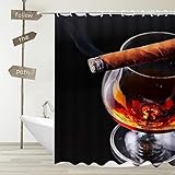 ETERIO Duschvorhang 200x200 Champagner-Zigarren, 3D Champagner-Zigarren Shower Curtains Textil Anti Schimmel Wasserdicht Duschvorhänge Badewanne Stoff Polyester Waschbar Vorhang mit 12 Hak