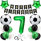ALTcompluser Fußball Luftballon 7 Geburtstag Deko Grün 7.Geburtstagsdeko Jungen Happy Birthday Girlande Deko Ballons für Kinder Junge Geburtstag Party Fußball Deko(7th)