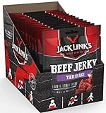 Jack Link's Beef Jerky Teriyaki – 12er Pack (12 x 70 g) – Proteinreiches Trockenfleisch vom Rind – Getrocknetes High Protein Dö