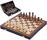 Engelhart- Hochwertiges Massivholz - Schachspiel aus Eschenholz - 32 Stück aus geschnitztem und lackiertem Holz - Abschließbarer Koffer - (45,5 cm)