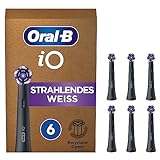 Oral-B iO Strahlendes Weiss Aufsteckbürsten für elektrische Zahnbürste, 6 Stück, aufhellende Zahnreinigung, Zahnbürstenaufsatz für Oral-B iO Zahnbürsten, briefkastenfähige Verpackung, schw