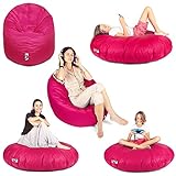 PATCH HOME Sitzsack 2 in 1 Sitzkissen Bodenkissen für Erwachsene & Kinder - Gaming mit Füllung Kissen Sessel BeanBag (Pink, Ø 155cm)