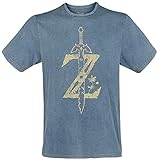 Bioworld Herren Nintendo Legend Zelda Breath of The Wild Z Logo Faux Denim T-Shirt, Blau (Blau Blau), M