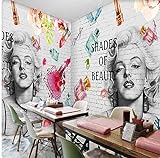 POCHY Benutzerdefinierte Wandbild Tapete 3D Ziegel Wand Kosmetik Malerei Fresko Maniküre Shop Bekleidungsgeschäft Hintergrund 3D Kunst Tapeten-140Cmx100C