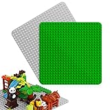 StarryTiger 2 Stück Klemmbausteine Grundplatte, Stapelbare Premium-Bauplatten, Bauplatte Kompatibel mit Meisten Marken, Geschenk für Kind (38,3 x 38,3cm) - Grün, G