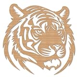 XXL Tigerkopf Holz Wandtattoo – Eindrucksvolles Wandschild für Wohnzimmer, Büro & Kinderzimmer – Geschenk für Tigerliebhaber 12 Farb