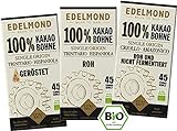 Edelmond Bio Bittere 100% Schokolade - Kakao Pur Paket ✓ Drei bitterste Schokoladen ✓ Für Puristen und extrem Genießer ✓ Vegan und Fair-Trade ✓ Ohne Soja Emulg