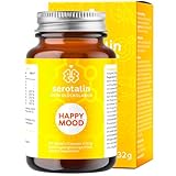 serotalin HAPPY MOOD KAPSELN - Johanniskraut, Griffonia & L-Tryptophan | Stimmungsaufheller Tabletten mit Vitamin D, B1,B2, Niacin, Mangan - OHNE Koffein | 100% vegan, 60 Kapseln für 2 M