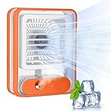 Klimageräte Mobile,HyAdierTech Tragbarer Mini Lüfter Luftkühler mit 3 Windgeschwindigkeiten, Mini Klimaanlage Akku Portable,Desktop Verdunstungsluftbefeuchter Kühlventilator (Orange)