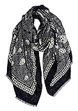 DAMILY Coole Totenkopf Schals für Frauen, große Wickeltücher aus leichter Baumwolle, Halloween Calavera Accessoire. (Schwarz)
