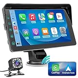 2024 Newest Wireless Apple Carplay&Android Auto,Portable TouchScreen Automatic Multimedia Player,Autoradio with Mirror Link/Siri/FM/1080p Backup Camera/Bluetooth/GPS/Navigation Screen for All V
