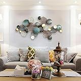 52,5' x 26,5' große Metall-Wanddekoration, Boho-Lotusblatt-Metall-Wanddekoration, 3D-Wanddekoration mit gestapelten Blumen, Küsten-Metall-Wanddekoration, für Wohnzimmer, Schlafzimmer, E