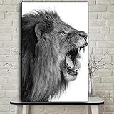 XIANGPEIFBH Wild Anger Afrika Löwe Tier skandinavische Landschaft Leinwand Malerei Poster und Drucke Wandkunst Bild für Wohnzimmer 20x30cm (8x12 Zoll) I