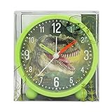 Depesche 12691 Dino World - Wecker für Kinder in Grün mit Dino-Motiv, lautlose Uhr mit Licht-Funktion, inklusive B