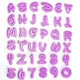 ilauke Teig-Ausstecher Buchstaben Ziffern Ausstechform Buchstabe 3D für Kuchen Alphabet Ziffern zur Dekoration für Gebäck, Fondant, Schokolade, 36-teiliges S