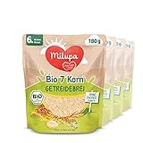 Milupa Bio 7 Korn Getreidebrei – Babybrei ab dem 6. Monat, Ohne Zuckerzusatz, Babynahrung, Beikost, 4 x 180g