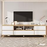 Merax Boden-TV-Schrank,TV-Sideboard Lowboard in Weiß und Holzoptik mit Fächern und Türen - Charmante Wohnzimmermöbel 175 * 37 * 51CM