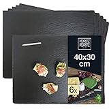 Moritz & Moritz 6 x Schieferplatte Servierplatte 30x40 cm mit Kreidestift - Schieferplatten fürs Buffet, Sushi und Käse - Perfekt zum Anrichten und als Dek