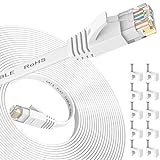 Nixsto Ethernet Kabel 10m, Cat 6 lan kabel 10meter High Speed, Netzwerkkabel, Flach Ethernet-Kabel mit Rj45-Anschluss für Router Modem, Aufwärtskompatibel mit Patchkabel Cat 7/Cat 8-Weiß