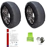 SCHNEESOCKEN FÜR Reifen 215/60 R17 Kreis 17 MESSEN XL 1 Paar ZUGELASSEN FÜR Schnee- UND VEREISTE STRASSEN SCHNEESOCKEN-SICHERHEITSKIT FÜR AUTOREIFEN 2 STÜCK EINFACHE ANWENDUNG MIT 3D-TEXTUR