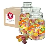 2 x 966 g Dose Früchtemixgeschmack Bonbons - Frucht Bonbons von Pere's Candy® Box mit Geschenk