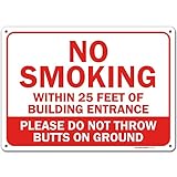 My Sign Center Schild mit Aufschrift 'No Smoking Within 25 Feet of Building Entrance', aus rostfreiem Aluminium, für den Innen- und Außenbereich, UV-geschützt und lichtbeständig, 25,4 x 35,6