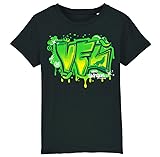 VfL Wolfsburg - T-Shirt Graffiti Kids Schwarz | 100% Bio-Baumwolle | Pflegeleicht | 110/116