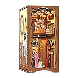Cutefun Book Nook Kit,DIY Miniatur Puppenhaus Book Nook Buchstützen Modell Wooden Bookshelf Inserts LED BookNook mit Licht 3D Holzpuzzle Craft Zuhause Deko für Jugendliche und Erwachsene (YS06)
