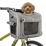 BABEYER Fahrradkorb für Hunde, erweiterbar, weiche Seiten, 4 offene Türen, 4 Netzfenster für kleine Hunde, Katzen, Welpen, G