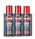 Alpecin Coffein-Shampoo C1-3 x 250 ml - Gegen erblich bedingten Haarausfall | Fühlbar mehr Haar | Stärkt Haarwurzeln und Haarwuchs | Haarpflege für Herren made in Germany
