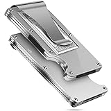 BETOY Aluminium Mini Kartenhalter mit Geldklammer und Platz für bis zu 10 Kreditkarten - Minimalist Wallet - Geldbörse besteht aus echtem Aluminium mit RFID-Schutz inkl (Silber)