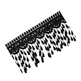 Healifty Spitzenborte, 4,45 m, 8 cm, schwarz, Quastenbesatz, Fransenborte, Kleid, Kleidung, Nähzubehör für DIY