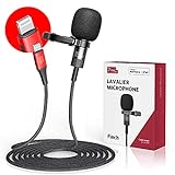 Pixel MFi Lavalier Mikrofon für iPhone/iPad, Omnidirektionales Aufnahme und HiFi-Klangqualität Ansteckmikrofon mit 2 M Kabel für YouTube Vlogs Videoaufnahme und Podcast Aufzeichnung