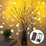 FAOKZE Set Lichterbaum Aussen, Innen 60LEDs Braun wasserdichte Lichterzweige 70CM Warmweißes Zweiglicht mit Batteriebetrieben LED Lampe Zweige Dekoration für Weihnachten Ostern Deko Hallow
