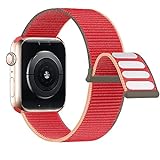 Lobnhot Nylon Armband kompatibel mit Apple Watch Armband 40mm 38mm 41mm, Verstellbares Sport Armband kompatibel für iWatch Series 7 SE 6 5 4 3 2 1 (38/40/41mm-Erdbeere)