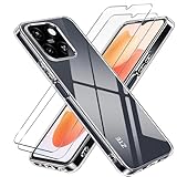 LYJERRY 1Pcs Schutzhülle Kompatibel mit ZTE Blade A55 / A35 Handyhülle + 2Pcs Schutzglas für ZTE Blade A55 / A35 Hülle durchsichtig Stoßfest Cover Silikon Handytasche und Display