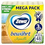 Zewa Papier bewährt KamilleToilettenpapier mit Strohanteil 3x 16 Rollen Gelb 3-lagig