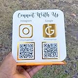 Pahdecor Personalisierte QR-Code-Schilder für Unternehmen, benutzerdefinierte Multi Social Media Zeichen Scan to Pay Zahlung Display Halter Acryl Instagram Facebook Venmo Cashapp Logo Plakette S