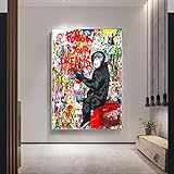 Graffiti-Orang-Utan-Affe-Schimpanse „Folge deinen Träumen“, Kunst-Leinwanddruck, Gemälde, Gorilla-Tier-Wandbild, Heimdekoration, Poster, 61 x 92 cm (24 x 36 Zoll), I
