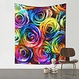 DENMER Rainbow Rose Room Dekorativer Wandteppich, einzigartig und langlebig, weich und hautfreundlich für Schlafzimmer- und Wohnzimmerwände (51 x 60 Zoll)