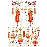 2-Blatt Chinesisches Neujahr Fenster Klammern 2024 Frühling Festival DekorationenStatische Aufkleber des Tiger Jahr Fenster Aufkleber Doppelseitige(Chinese New Year)