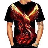 Herren 3D Grafik Tees-Neuheit Grafik Coole Designs T-Shirts für Männer, T-Shirt mit 3D-Phoenix-Aufdruck, 3X-Groß