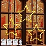 Weihnachtsdeko Fenster Weihnachtssternlichter, 3 Stück 40 LED Sterne Weihnachtsbeleuchtung Fensterbeleuchtung Weihnachten Batteriebetrieben mit Timer, 8 Modi Fensterdeko Weihnachtsstern B