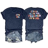 Let's Learn Today Teacher Shirts Frauen Back to School Teacher Life T-Shirt Lehrer Geschenk Niedlich Inspirierend Grafik Tee, Blau, X-Groß